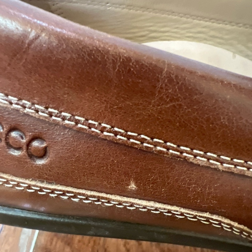 ECCO Mens Brown Leather Driving Penny Loafers Sz 44/10.5 Slip On Comfort Preppy - Picture 15 of 16